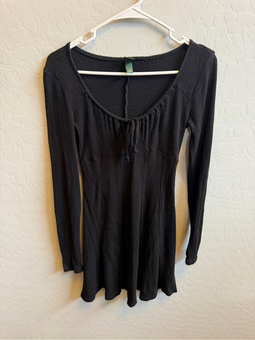 A New Day Women’s Black Long-Sleeve Ribbed Tie-Front dress